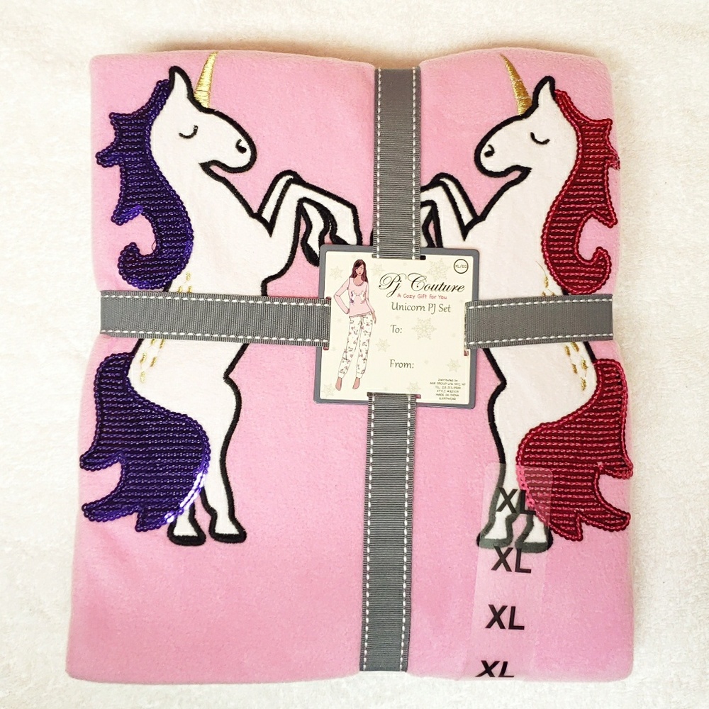 Pajama set by PJ Couture Unicorn in pink and white